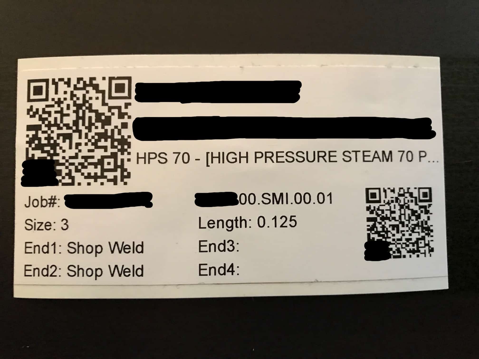 Auto generated QR code label for a specific component